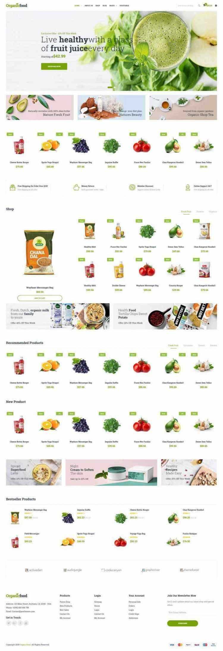 绿色Bootstrap4响应式食品蔬菜水果外卖预订商城网站 - 友友资源