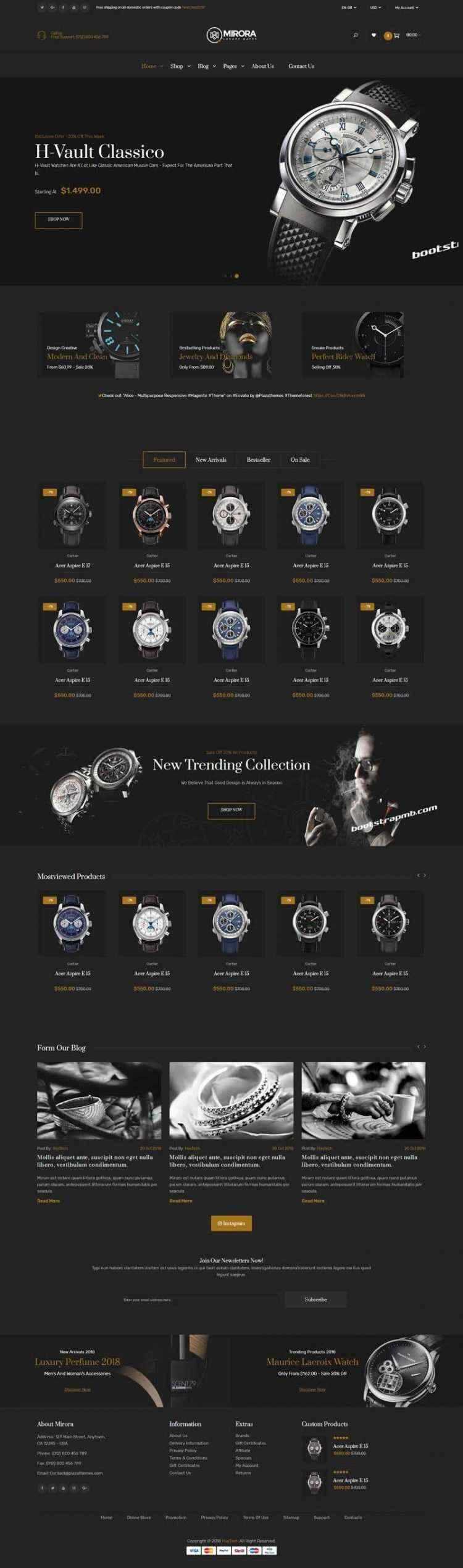 Bootstrap黑色响应式奢侈品手表商城网站 - 友友资源