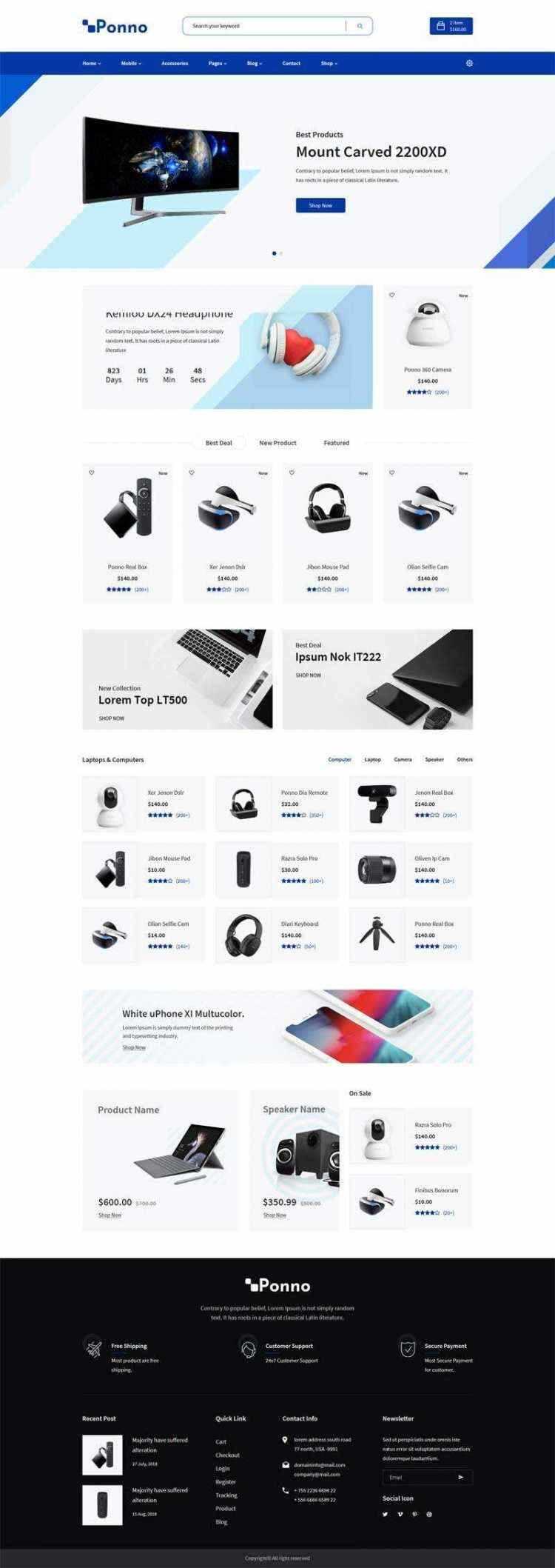 蓝色Bootstrap响应式数码电子产品销售商城 - 友友资源