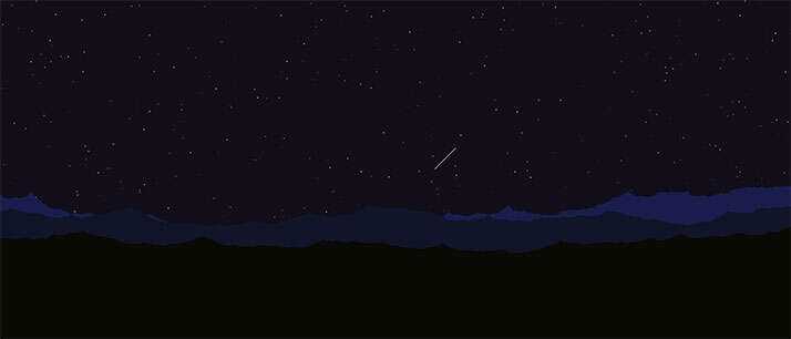 html5 canvas山顶夜空流星划过背景动画特效 - 友友资源