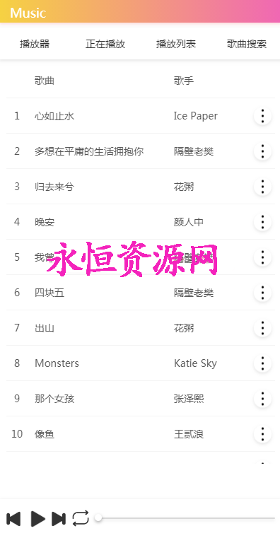 美化版音乐网站源码 - 友友资源