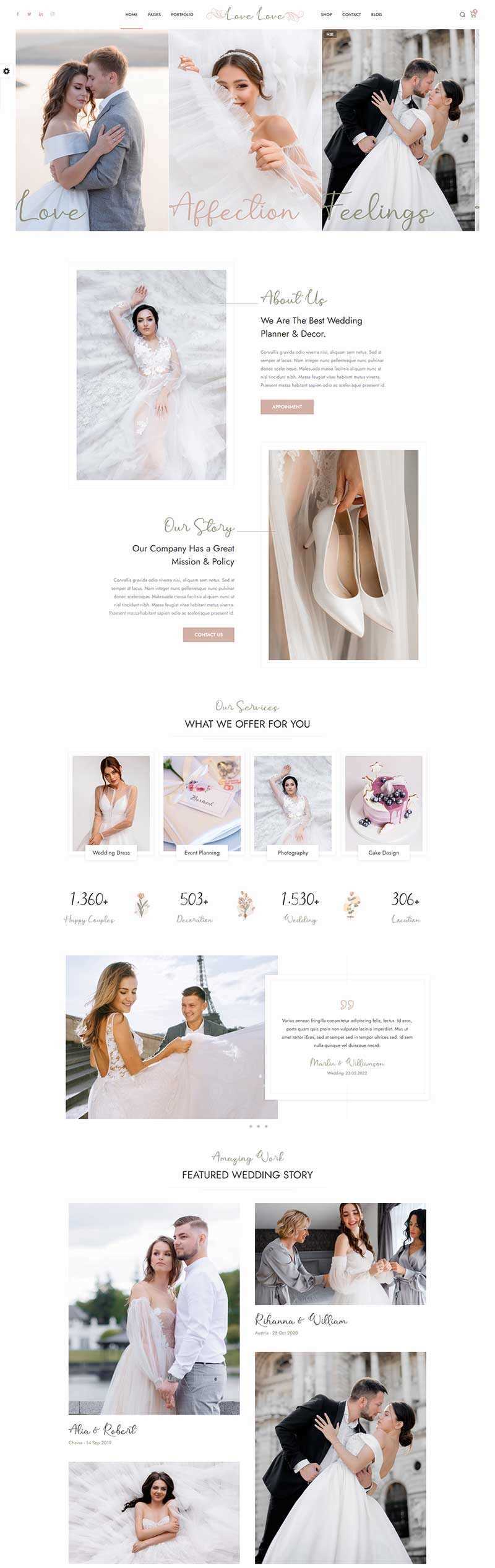 HTML5婚庆婚饰婚纱摄影服务网站html模板 - 友友资源