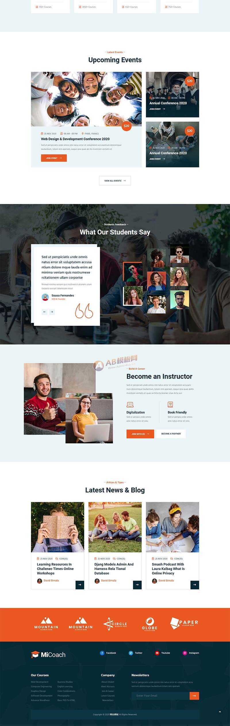 响应式在线课程教育培训行业网站HTML5模板 - 友友资源