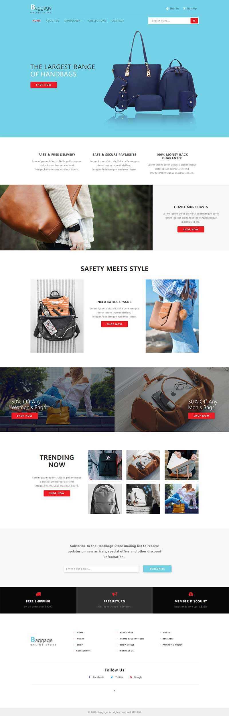 Bootstrap响应式箱包电子商务网站html模板 - 友友资源