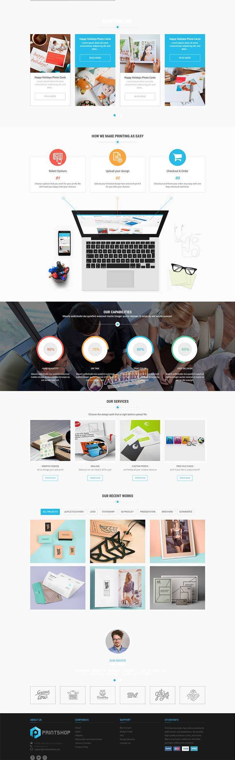 图片[2] - 蓝色的响应式名片印刷公司网站html模板 - 友友资源