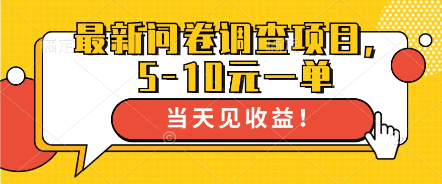 最新问卷调查项目，5-10元一单，多做多得， 单日轻松100＋ - 友友资源