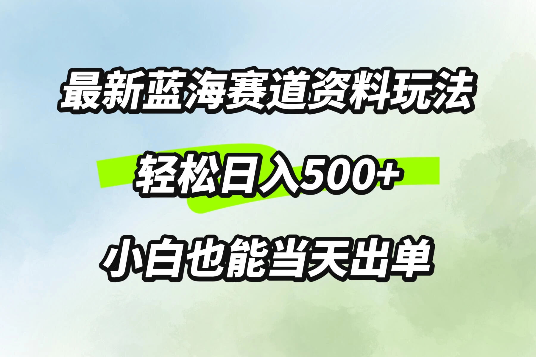 最新蓝海赛道资料玩法，轻松日入500+，小白也能当天出单 - 友友资源