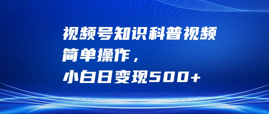 视频号知识科普视频，简单操作，小白日变现500+ - 友友资源
