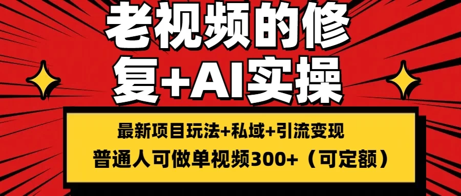 老视频的修复实操，单条收益300+，普通人可零基础 - 友友资源