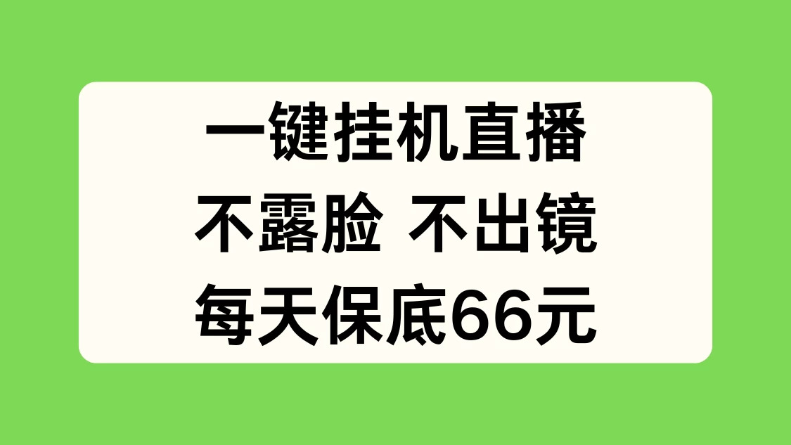 一键挂机直播，不露脸不出境，每天保底66元 - 友友资源