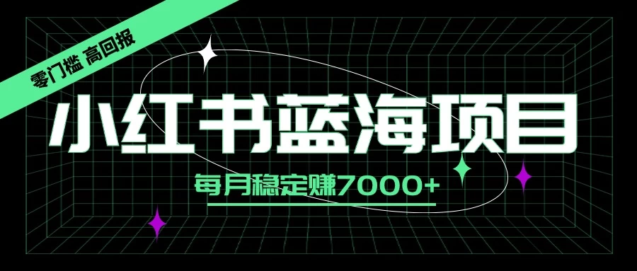 小红书蓝海项目，零门槛、高回报，每月稳定赚7000+ - 友友资源