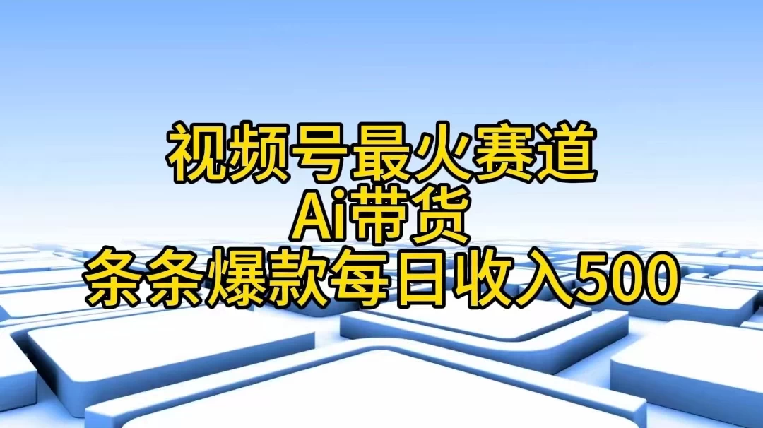 视频号最火赛道，Ai带货条条爆款，每日收入500+ - 友友资源