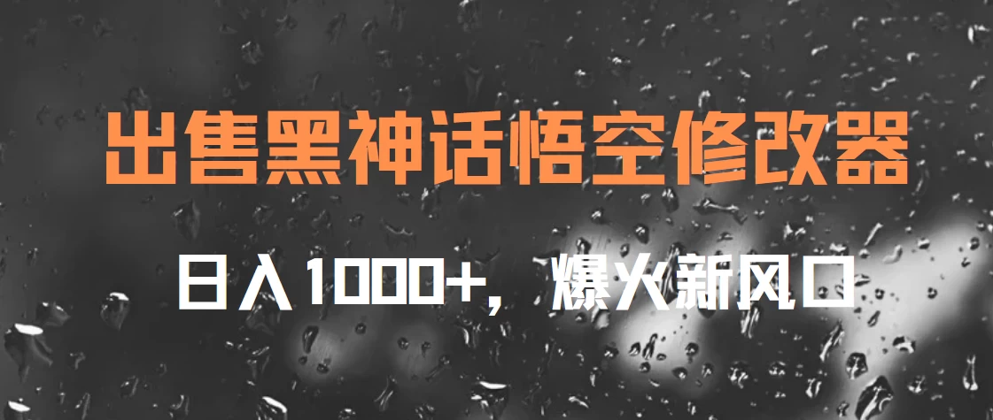 出售黑神话悟空修改器，日入1000+，爆火新风口 - 友友资源