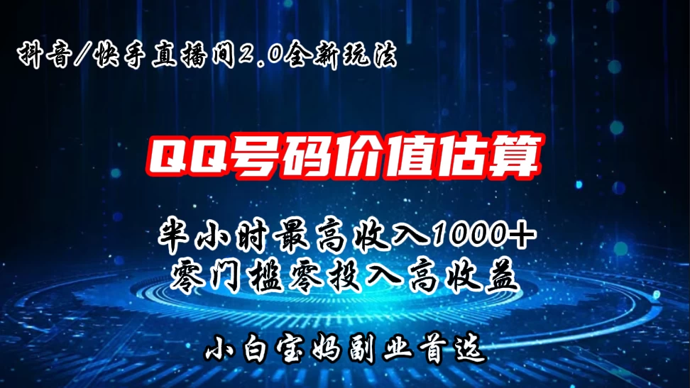 QQ号码价值估算2.0全新玩法，半小时1000+，零门槛零投入，小白首选 - 友友资源