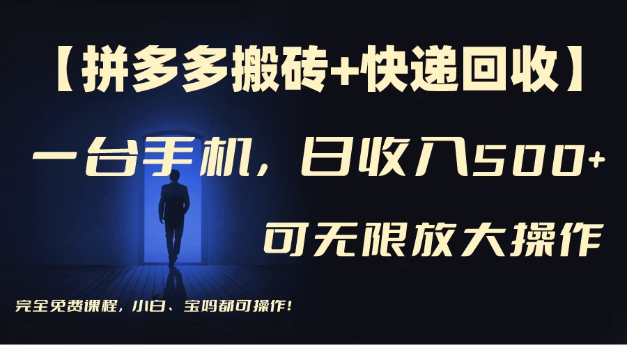 拼多多搬砖+快递回收，日入500+，多号矩阵收益无上限 - 友友资源