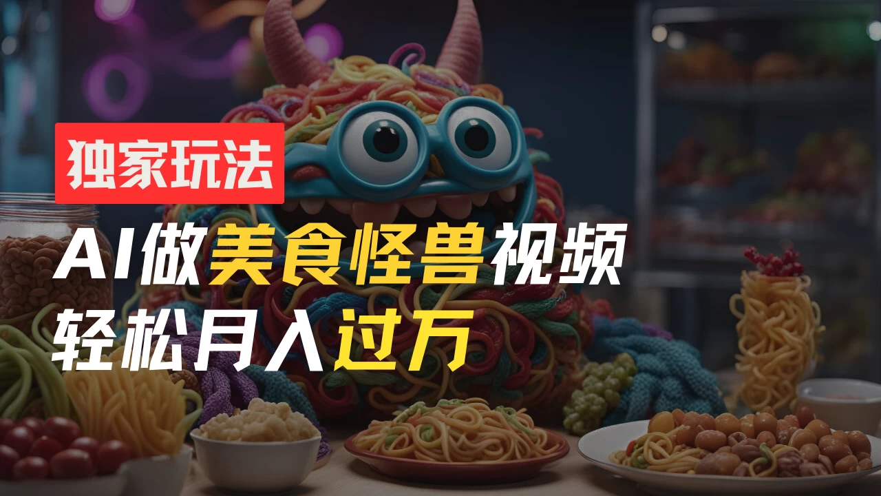 零门槛操作，AI美食怪兽短视频玩法，月入过万新手也能做！ - 友友资源