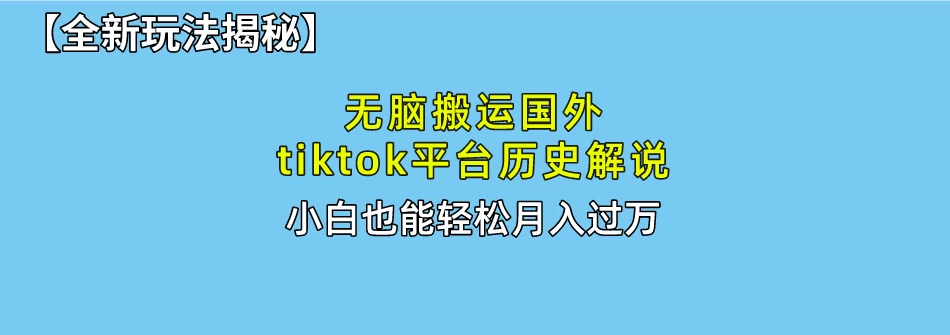 史上最简单！搬运TikTok历史视频，驱虫后轻松月赚万元 - 友友资源
