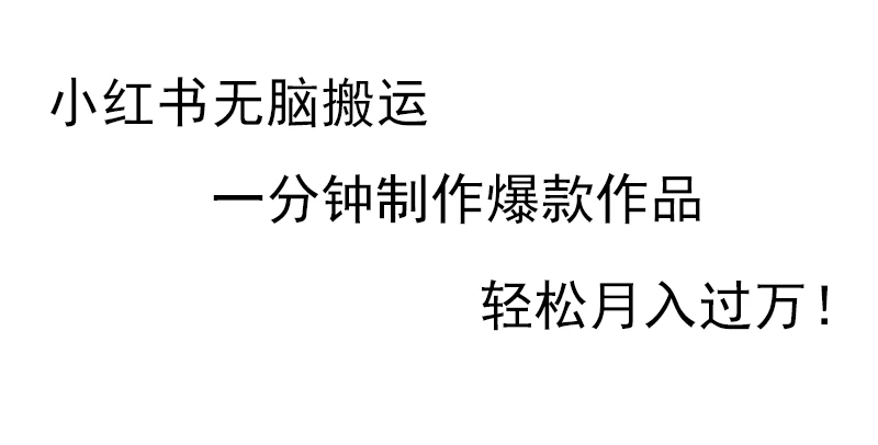 小红书无脑搬运，一分钟制作爆款作品，轻松月入过万 - 友友资源