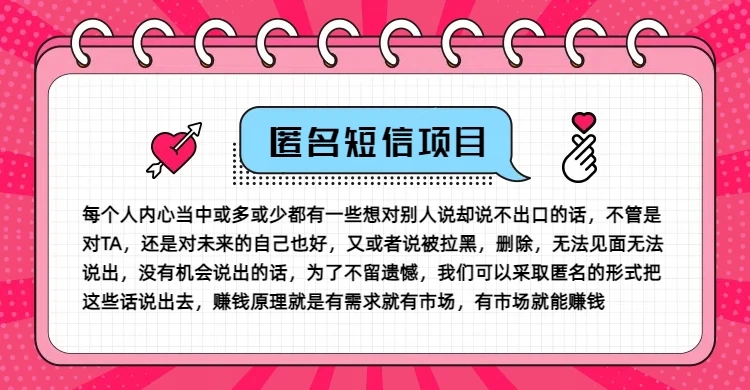冷门小众赚钱项目，匿名短信，玩转信息差，月入五位数 - 友友资源