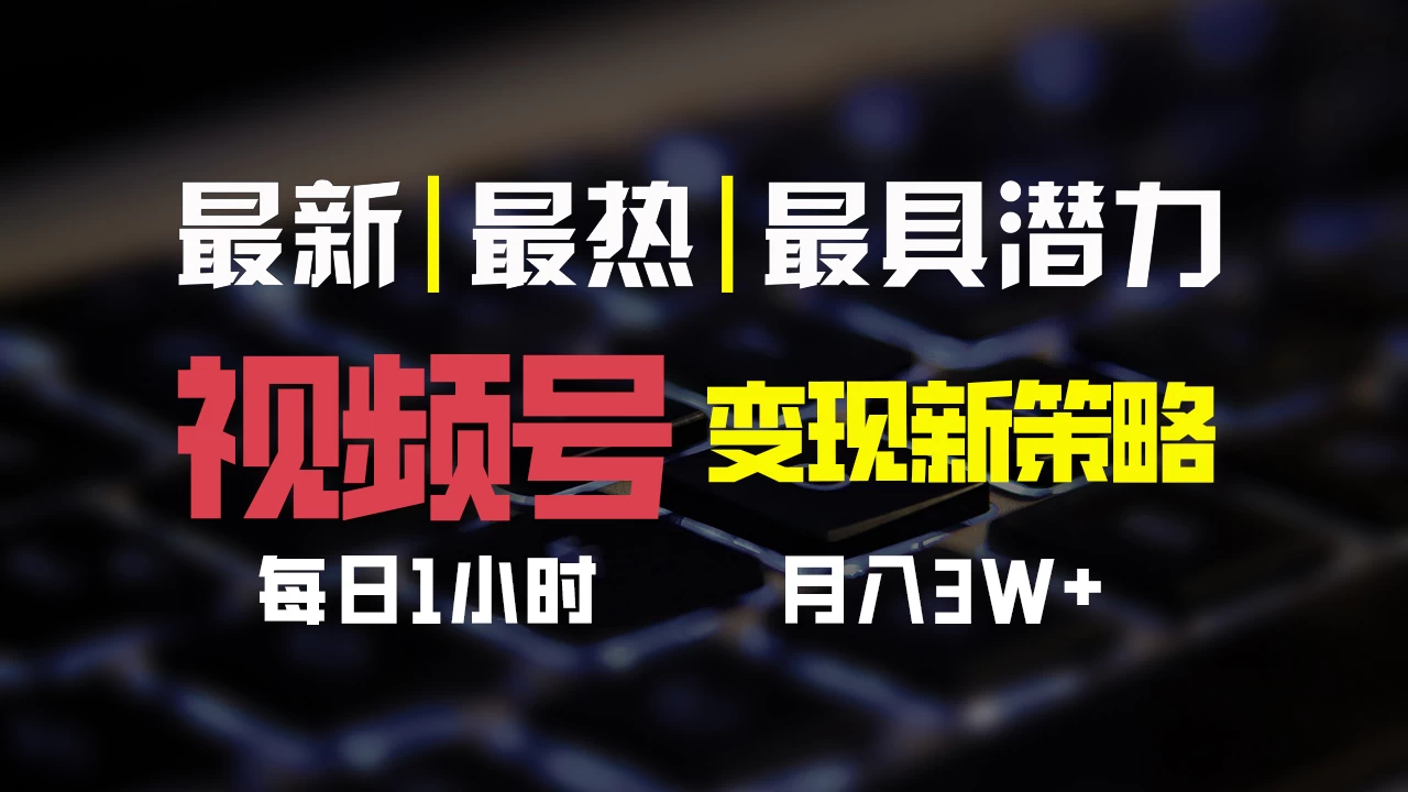 视频号变现新策略，每日只需一小时，月入30000+ - 友友资源