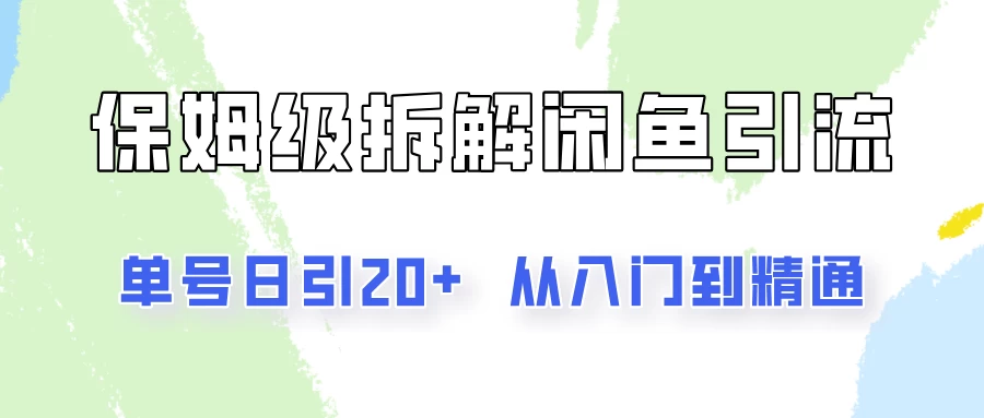 单号日引20+，像素级拆解闲鱼引流创业粉，从入门到精通全流程 - 友友资源