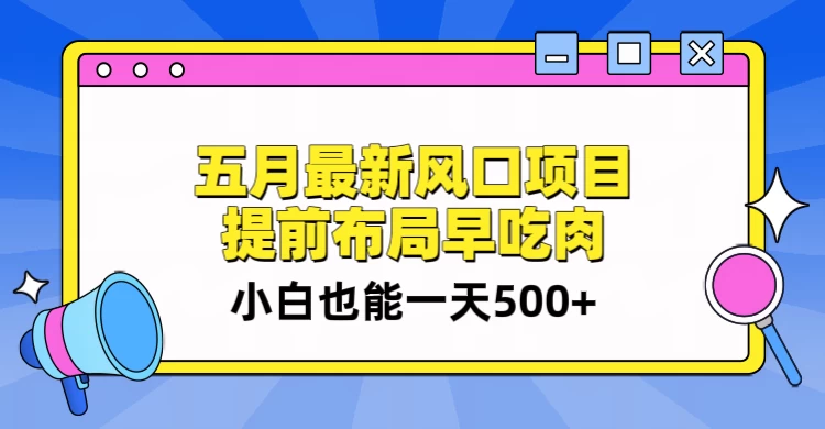 5月最新风口项目，提前布局早吃肉，小白也能一天暴利500+ - 友友资源