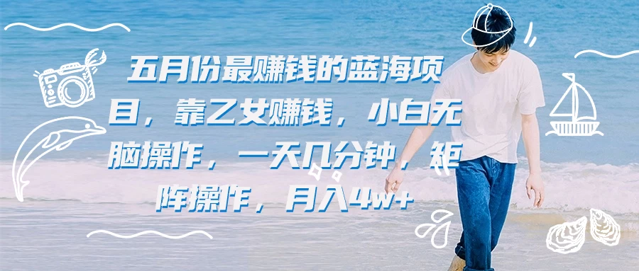 五月份最赚钱的蓝海项目，靠乙女赚钱，小白无脑操作，一天几分钟，矩阵操作，月入4w+ - 友友资源