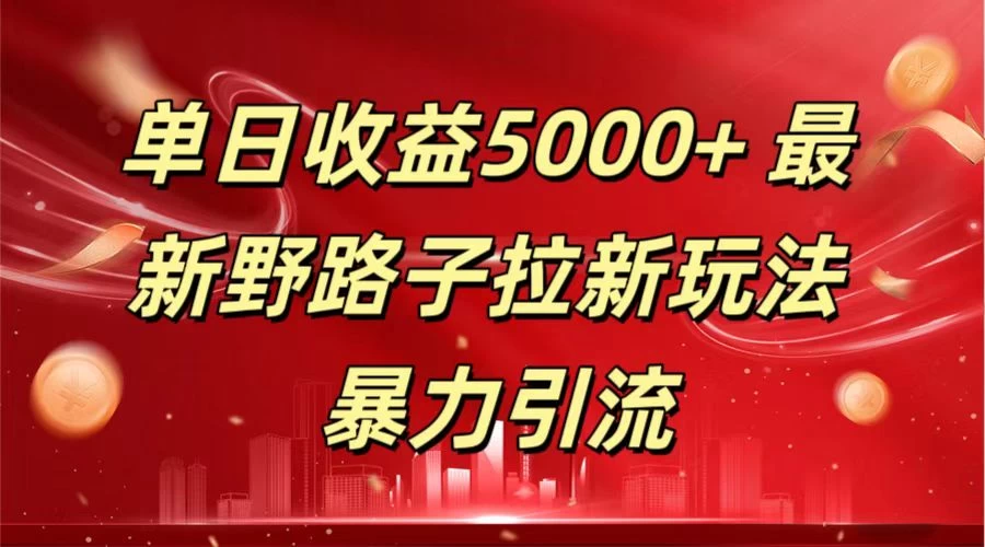 单日收益5000+ 野路子拉新玩法，一单利润43，吃瓜暴力拉新 - 友友资源
