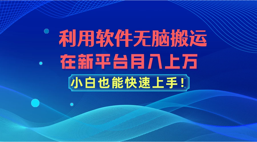 利用软件无脑搬运，在新平台月入上万，小白也能快速上手 - 友友资源