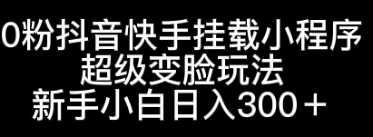 0粉抖音快手挂载小程序，超级变脸玩法，新手小白日入300+ - 友友资源