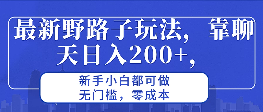 最新野路子玩法，靠聊天日入200+，新手小白都可做，无门槛，零成本 - 友友资源