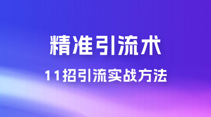 精准引流术：11 招引流实战方法，让你私域流量加到爆（共 11 课） - 友友资源