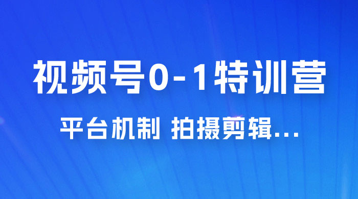 视频号 0-1 特训营：平台机制、拍摄剪辑、内容创作、爆款公式，实战案例分享 - 友友资源