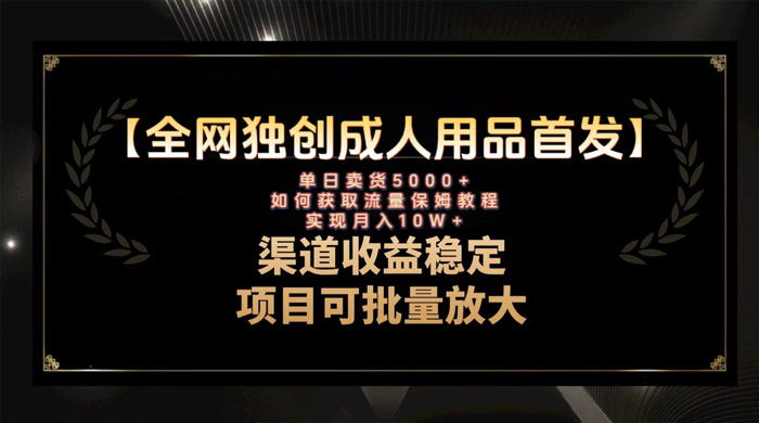 最新全网独创首发，成人用品赛道引流获客，单日卖货 5000+，月入 10w 保姆级教程 - 友友资源