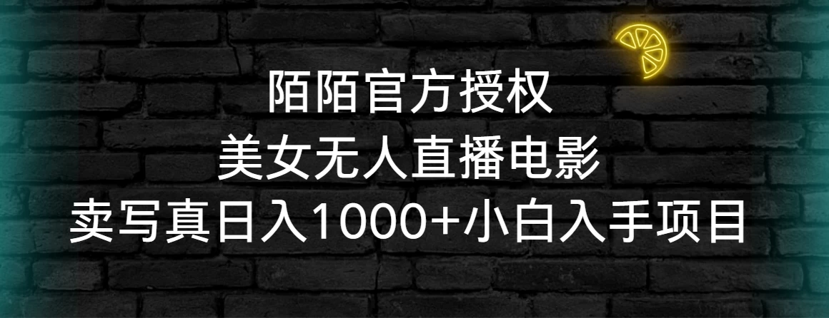 陌陌官方授权美女无人直播电影，卖写真日入1000+小白入手项目 - 友友资源