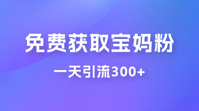 免费玩转获取宝妈粉，一天引流300+，变现超乎你想象 - 友友资源