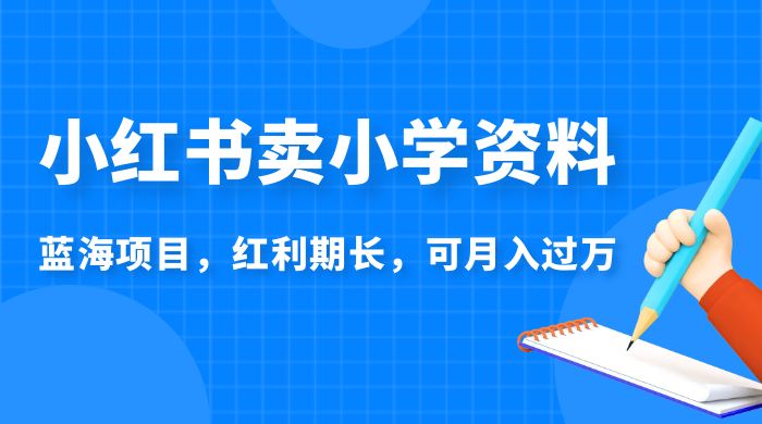 小红书卖小学资料，蓝海项目，红利期长，可月入过万 - 友友资源