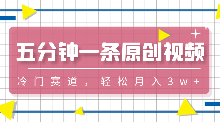 五分钟一条原创视频，冷门赛道，轻松月入3w+ - 友友资源