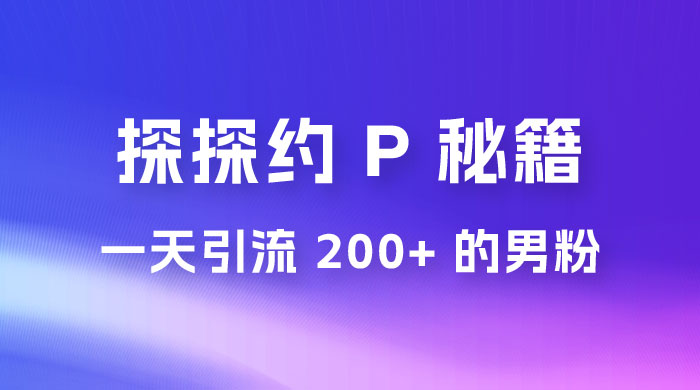靠探探约 P 秘籍，一天引流 200+ 的男粉，日赚1000+，就是这么玩的 - 友友资源