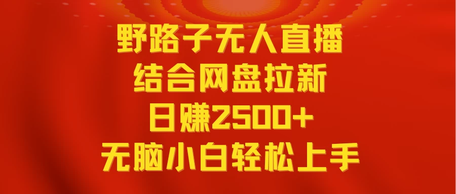 无人直播野路子结合网盘拉新，日赚2500+多平台变现，小白无脑轻松上手操作 - 友友资源