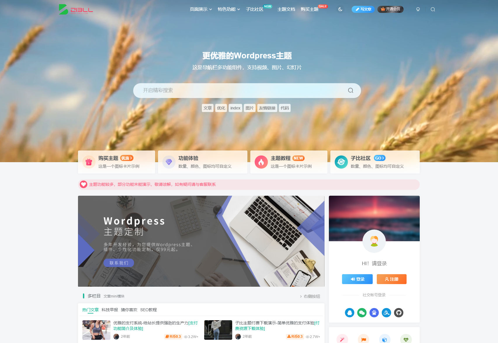 WordPress 主题「Zibll」子比主题 v7.1 开心版 - 友友资源
