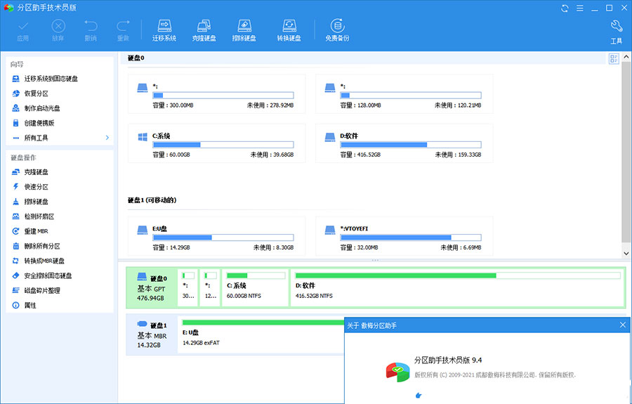 分区助手技术员版 AOMEI Partition Assistant v9.12 绿色版 - 友友资源