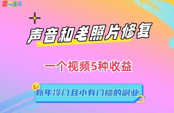 声音和老照片修复，一个视频5种收益，新年冷门且小有门槛的副业【揭秘】 - 友友资源