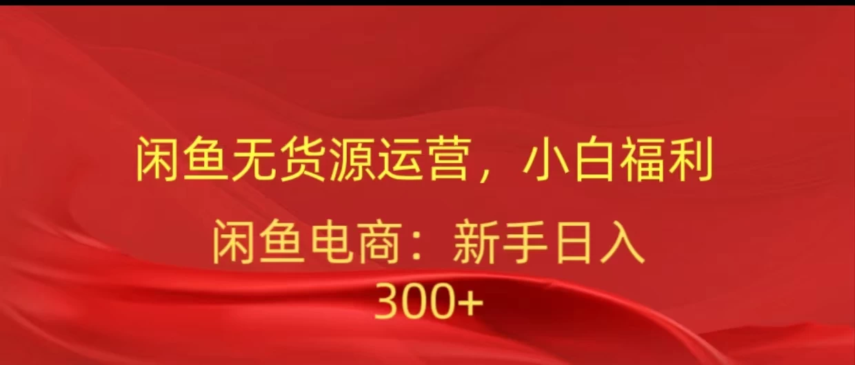 闲鱼无货源运营，小白福利，日入300+，轻松月入过万！ - 友友资源
