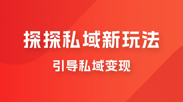 探探私域新玩法，引导私域变现，一部手机日入 500+ 很轻松 - 友友资源