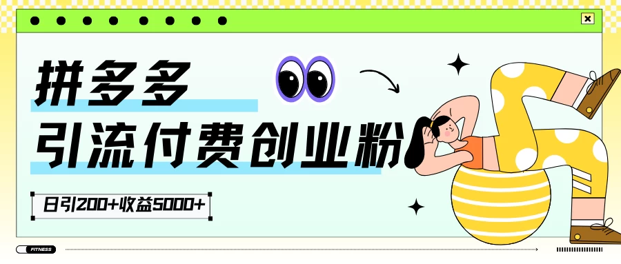 拼多多引流付费创业粉，日引200+，收益5000+ - 友友资源