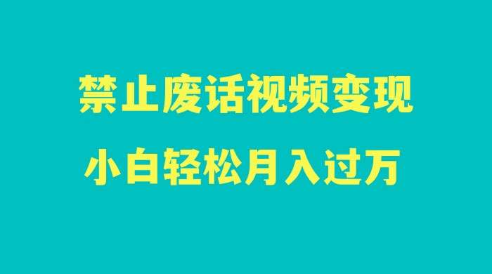最新蓝海项目，靠禁止废话视频变现，一部手机，小白轻松月入过万！ - 友友资源