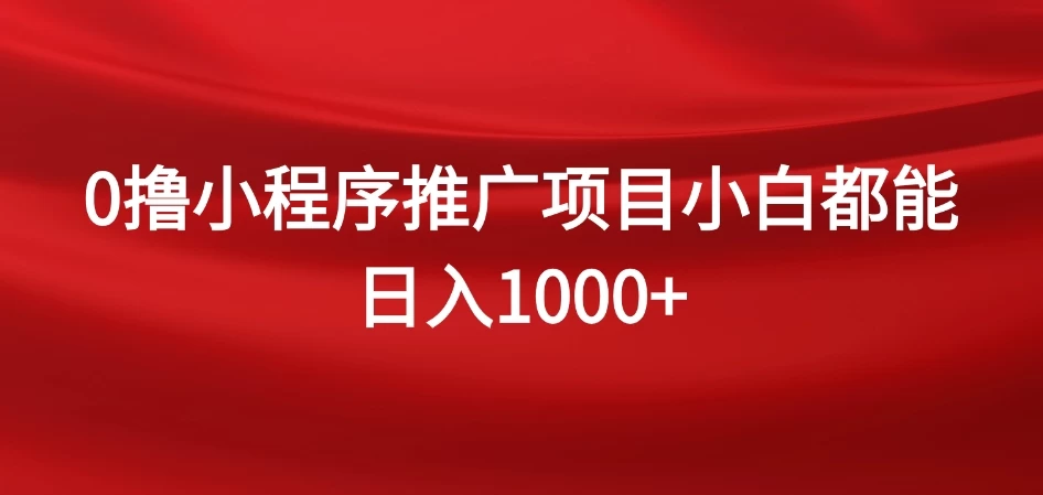 0撸小程序推广项目，日入四位数，零基础小白也能做 - 友友资源