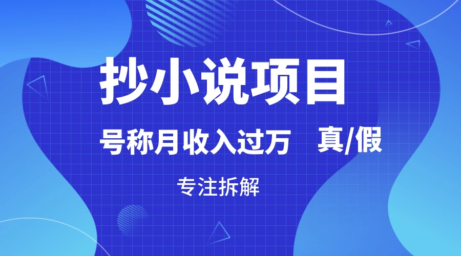 抄小说项目，号称月入过万，到底是否真实，能不能做，详细拆解 - 友友资源