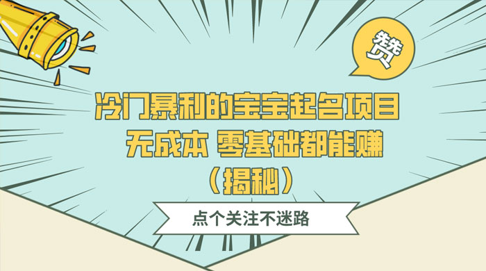 冷门暴利的宝宝起名项目 ，无成本零基础都能赚（揭秘） - 友友资源